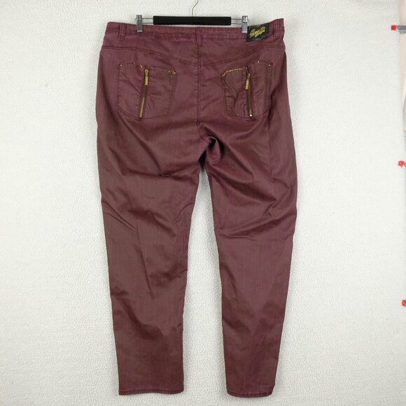 Apple Bottoms Jeans Womens 24 Red Burgundy Straight Stretch Lightweight Denim - Picture 4 of 11